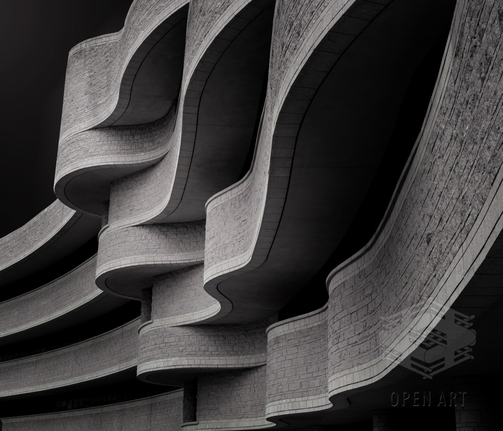 low-angle-greyscale-building-with-modern-brutalist-architecture-sunlight